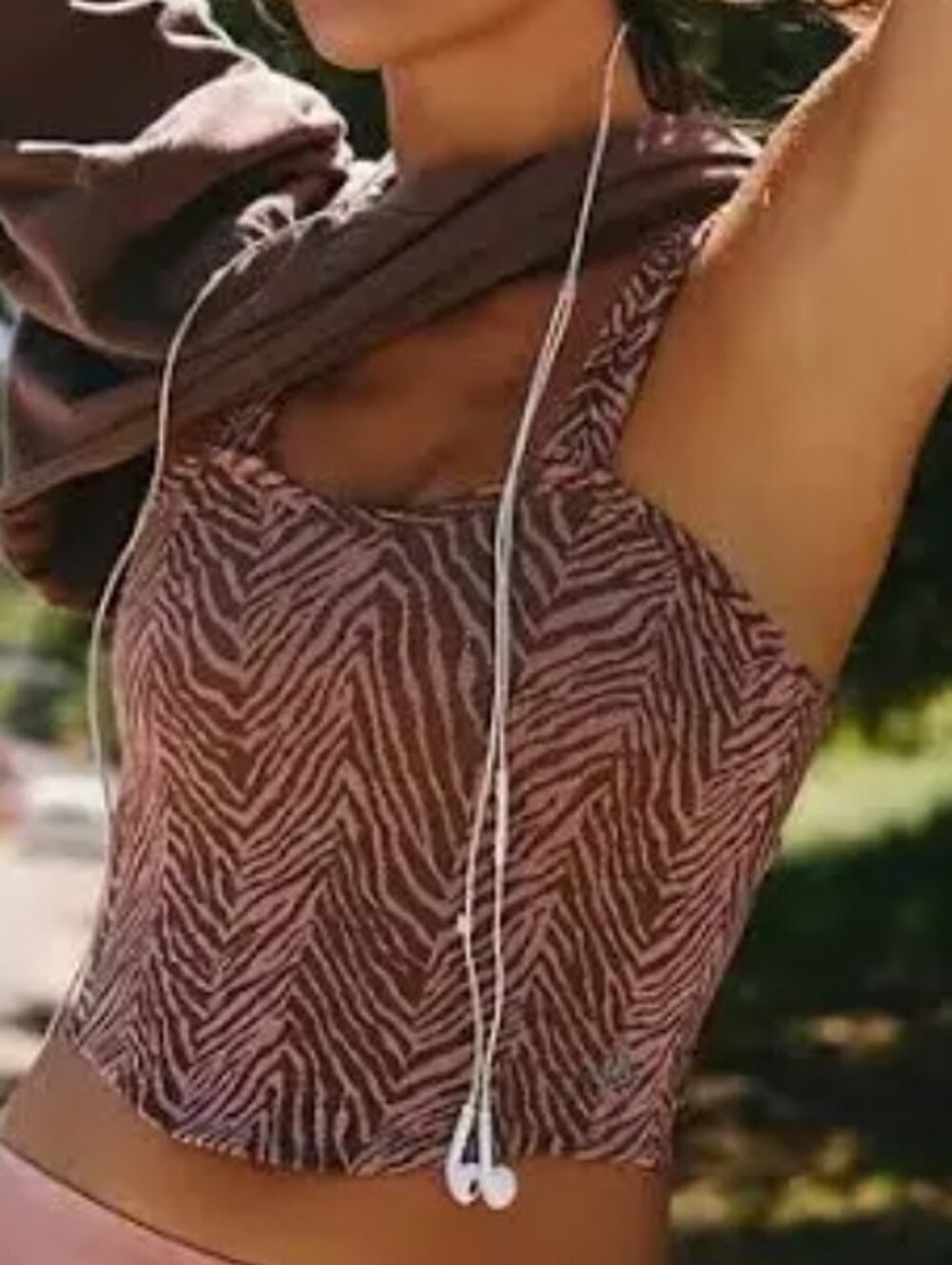 🩷🤎NWOT, PINK/BROWN ZEBRA PRINT CROP TOP BY " FREE PEOPLE MOVEMENT"